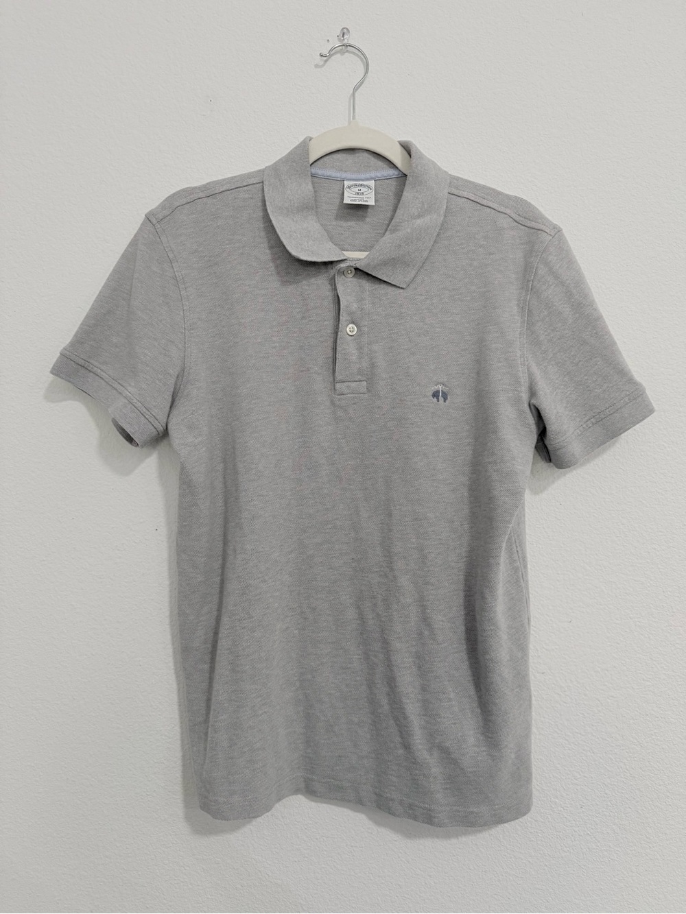 Brooks Brothers Slim Fit  Light Gray Short-Sleeve Performance Polo